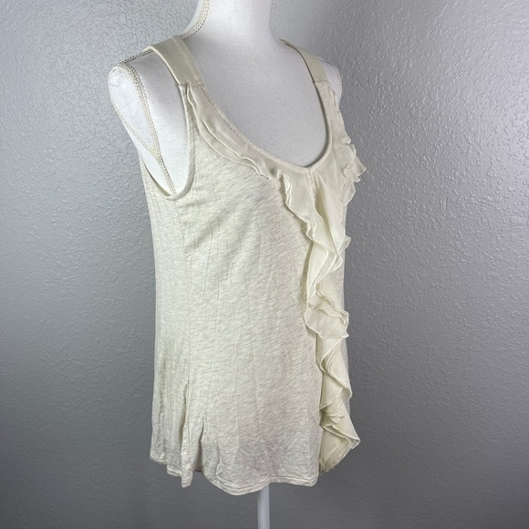 Women's Kenar - off white tank top with ruffle detail size Larg - Picture 8 of 10